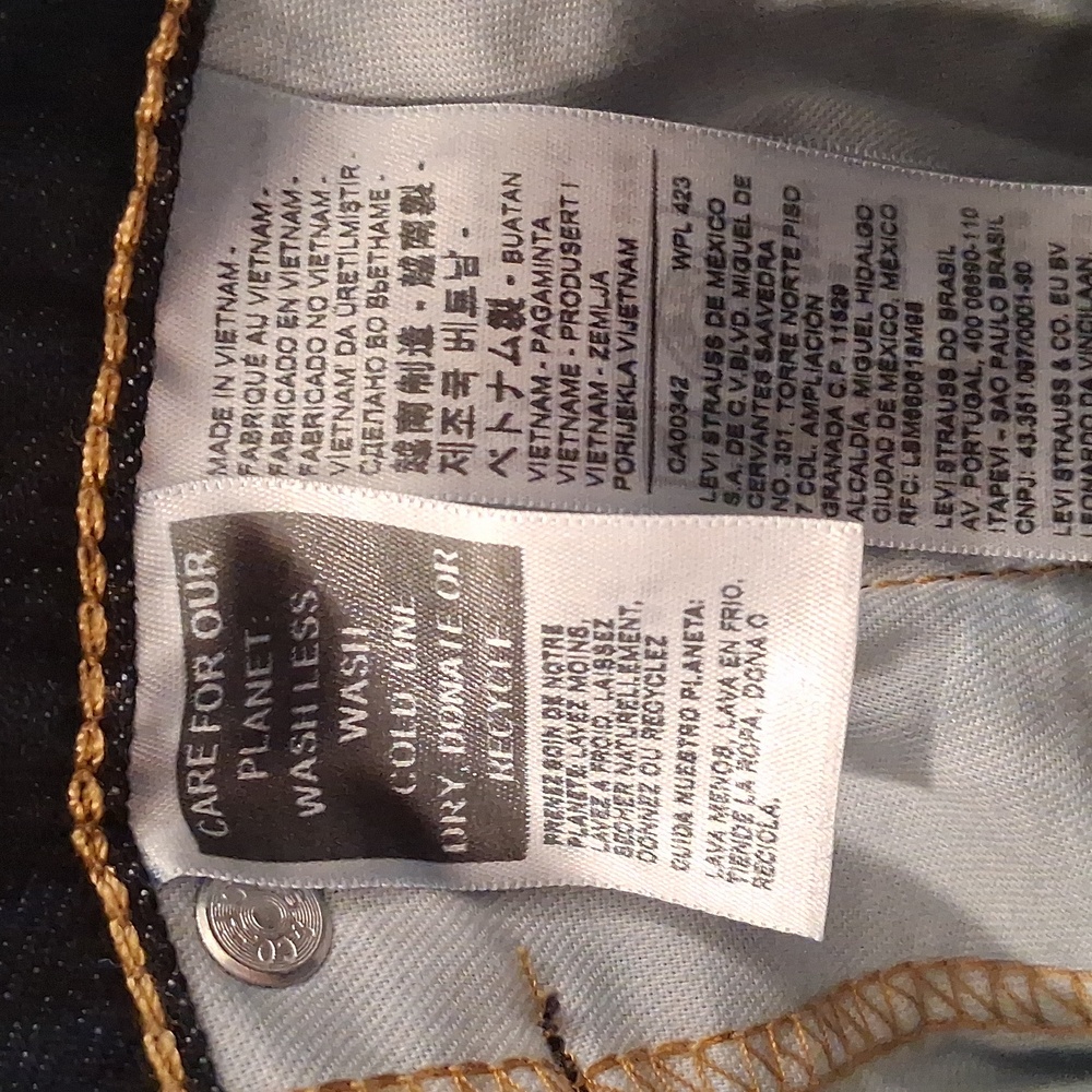 Levi Dark Wash 513 Size 38W 32L Men Jeans - Picture 5 of 7